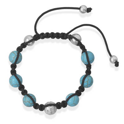Adjustable Macrame Bracelet with Turquoise Beads