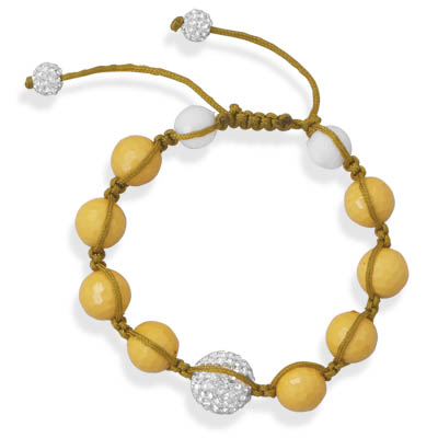 Adjustable Macrame and Yellow Bead Bracelet