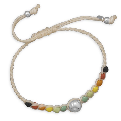 Adjustable Cord Multicolor Bead Bracelet