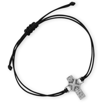 Adjustable Cord Bracelet with Cross Charm