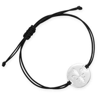 Adjustable Cord Bracelet with Fleur de Lis Design