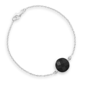 7.5" Bracelet with Black Acrylic Bead