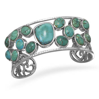 Abstract Oval Turquoise Cuff Bracelet