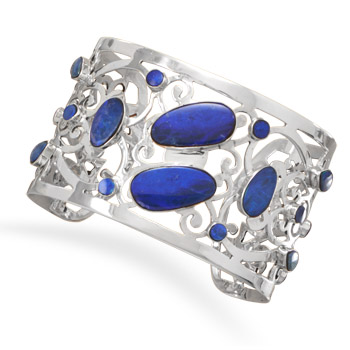 Blue Boulder Opal Cuff Bracelet