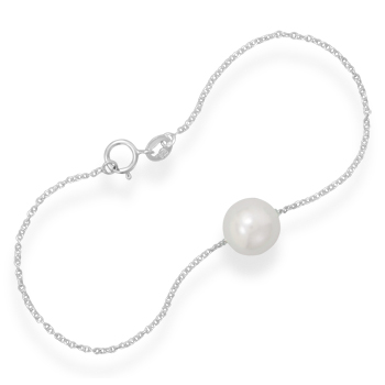 7" Cable Chain Bracelet with Imitation Pearl