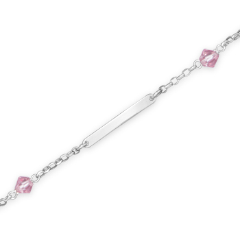 5.5" + 1" ID Bracelet with Pink Crystals