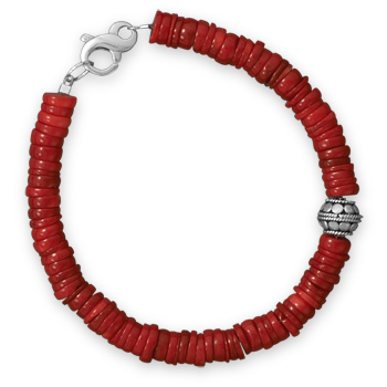 8.5" Coral Heshi Bracelet