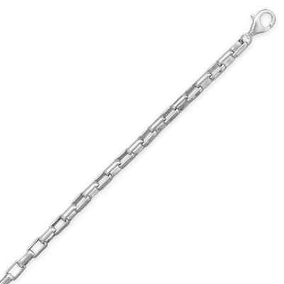 8" Rhodium Plated Long Box Chain Bracelet