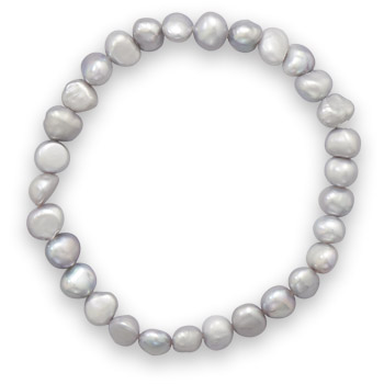 Silver Cultured Freshwater Pearl Stretch Bracelet