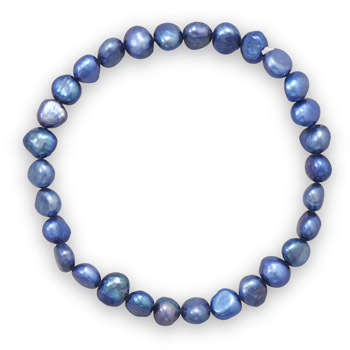 Dark Blue Cultured Freshwater Pearl Stretch Bracelet