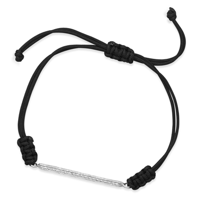 Adjustable Cord Bracelet with CZ Bar