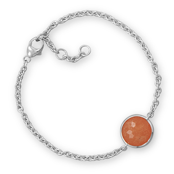 7" + .5" + 5" Freeform Faceted Orange Aventurine Bracelet