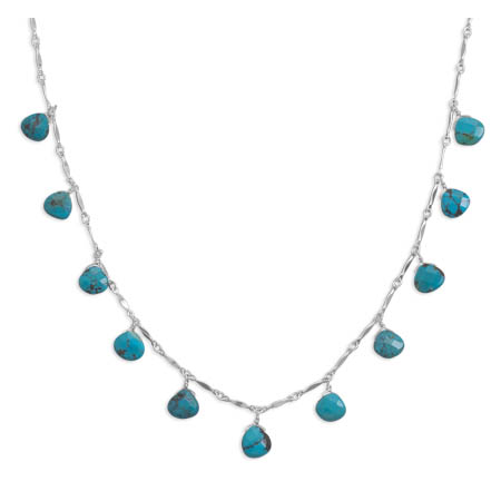 16" Necklace with 11 Faceted Turquoise Drops