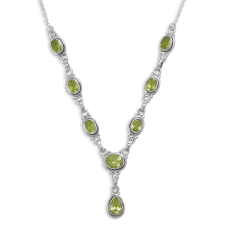 16" Necklace with Faceted Peridot Drops