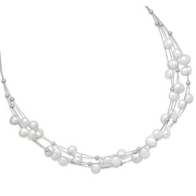 16" Six Strand Cultured Freshwater Pearl Necklace