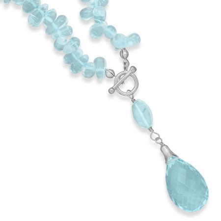 17" Blue Topaz Toggle Necklace with Briolette Drop