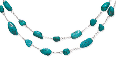 16" + 2" Extension Double Strand Turquoise Nugget Necklace
