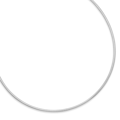 18" Rhodium Plated Round 2mm Omega Necklace