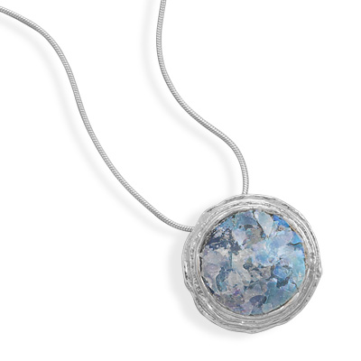 16" Textured Edge Ancient Roman Glass Necklace