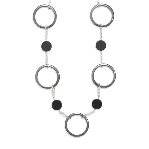 16" + 1.5" Extension Hematite and Black Onyx Necklace