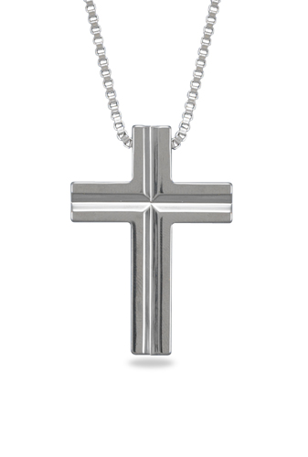 22" Necklace with Tungsten Carbide Cross