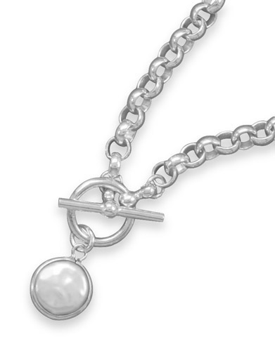 16" Toggle Necklace with Cultured Freshwater Coin Pearl
