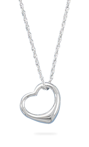 18" Necklace and Floating Heart Pendant