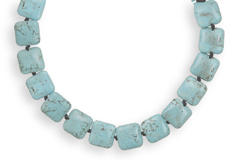 16.5" Square Turquoise Knotted Necklace