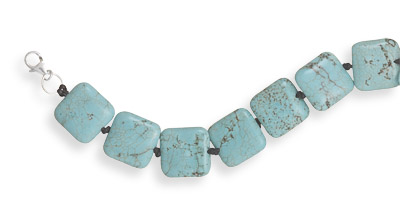 7" + 1" Extension Square Turquoise Knotted Bracelet