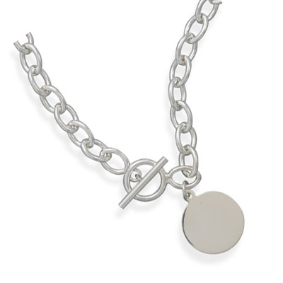17" Toggle Necklace with 21mm Round Tag