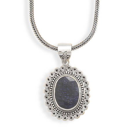 17.5" Oxidized Rough-Cut Sapphire Necklace