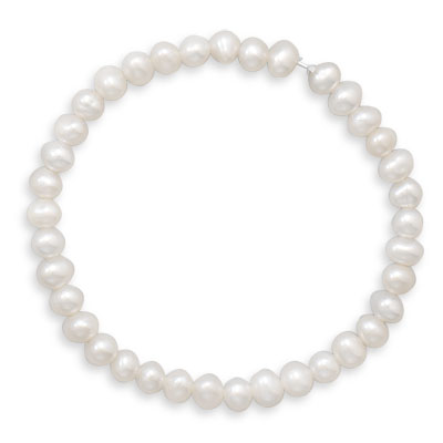 5.5" White Cultured Freshwater Pearl Stretch Bracelet