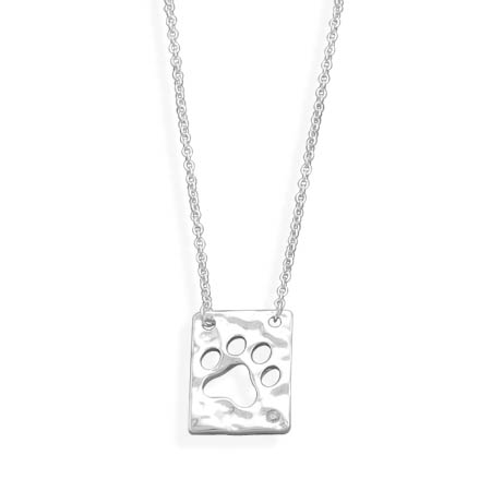 16" Necklace with Paw Print Cut Out Pendant