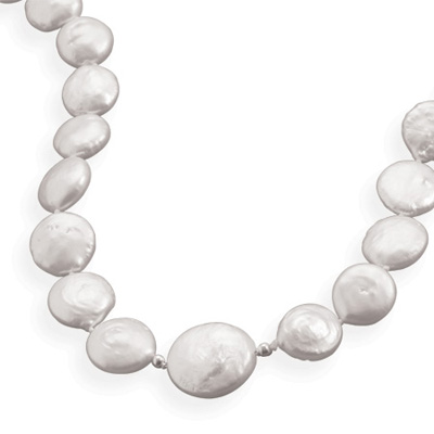 16"+2" Cultured Freshwater Coin Pearl Necklace