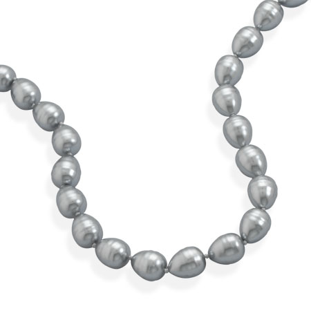 17"+2" Silver Shell Base Pearl Necklace