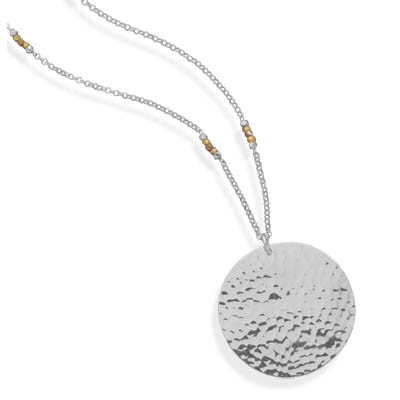 30" Sterling Silver Necklace with Hammered Pendant