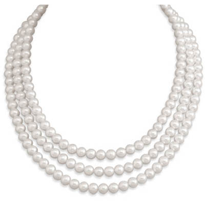 15"-17"Triple Strand Cultured Freshwater Pearl Necklace