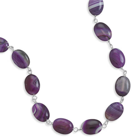 17" Dyed Purple Agate Necklace