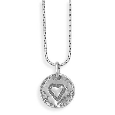 18" Silver Necklace with Heart Design