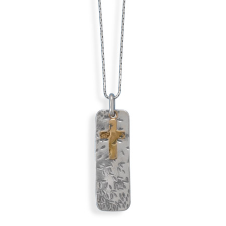 18" Necklace with Brass Cross Pendant