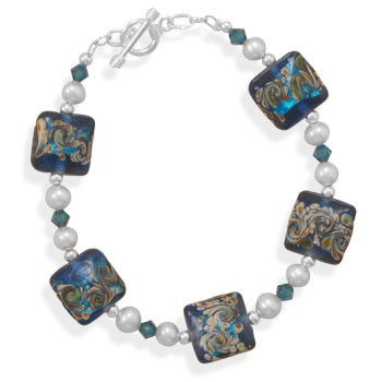 7.75" Multicolor Glass Bead Toggle Bracelet