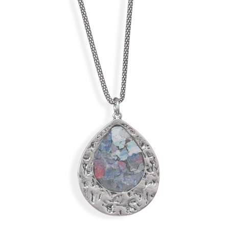 17" Oxidized Roman Glass Necklace