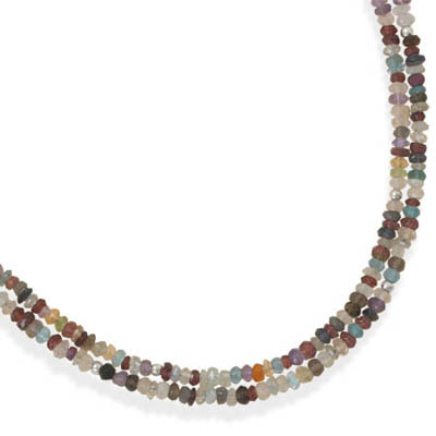 16"+2" Double Strand Faceted Gemstone Necklace