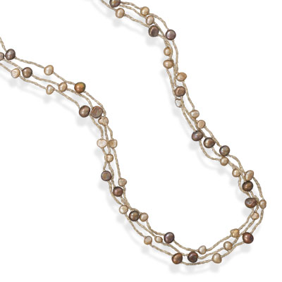 39" Triple Strand Cultured Freshwater Pearl Necklace