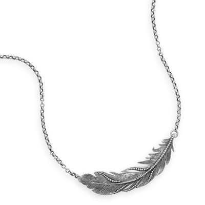 16" + 2" Oxidized Feather Necklace