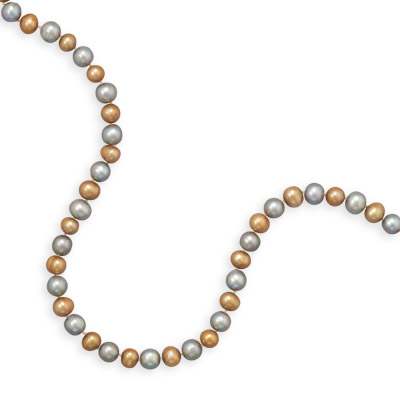 20.5" Gold and Grey Cultured Freshwater Pearl Necklace