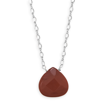 16.5" + 2" Red Jasper Drop Necklace