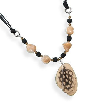 16" Multistrand Cord Necklace with Wood Bead Drop