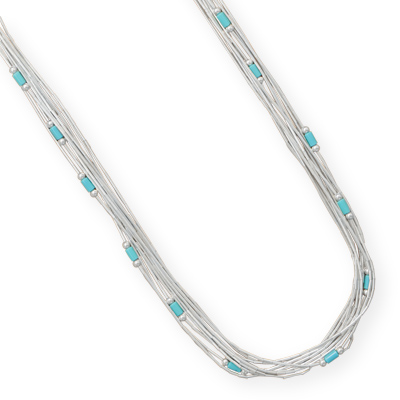 16" + 4" Multistrand Liquid Silver Necklace with Turquoise