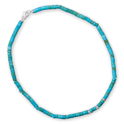 21" Turquoise Heshi Bead Necklace